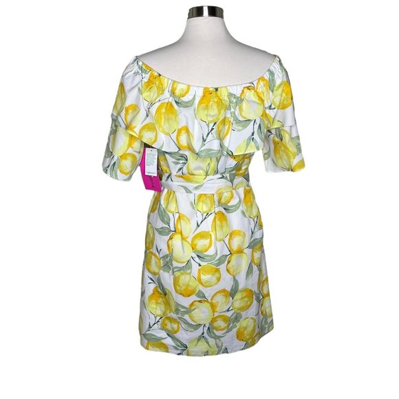 Betsey Johnson 14 off the shoulder lemon print dress - Picture 6 of 10